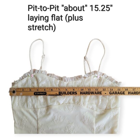 Lush Cream Lace Rosette Camisole Cropped Mesh Feminine Coquette Top Romantic Y2K - Picture 6 of 10